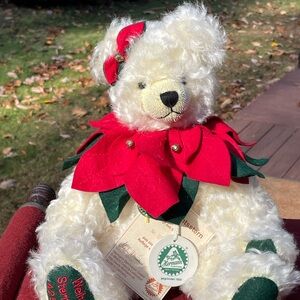 German Hermann Poinsettia Christmas Mohair Teddy Bear